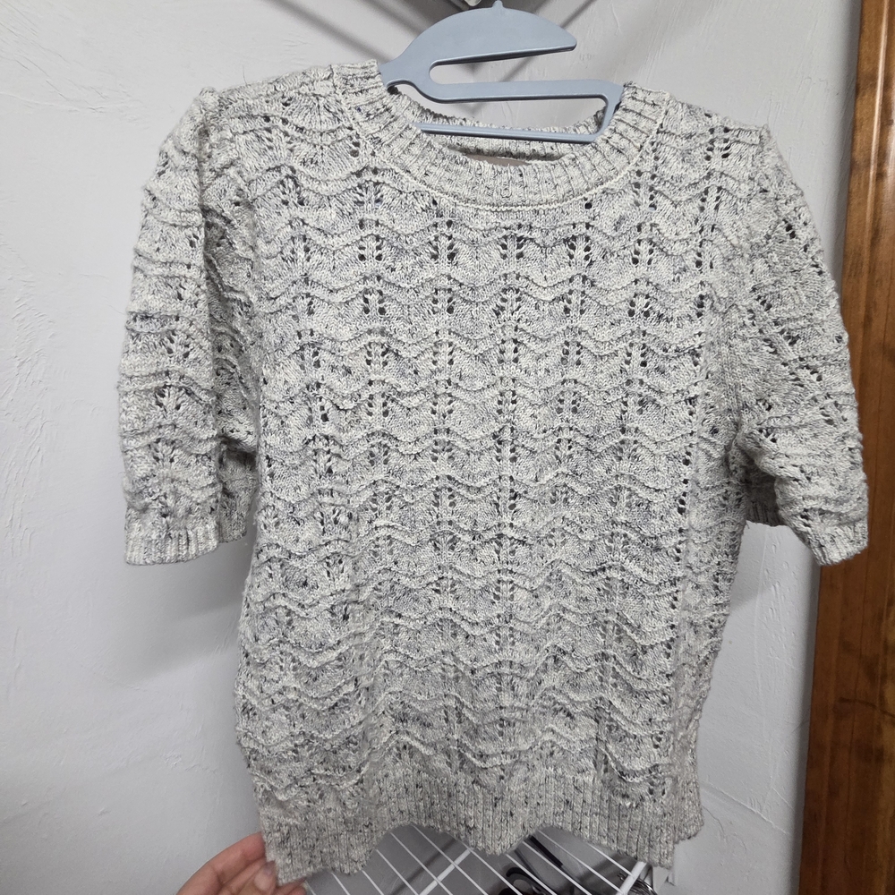Lilla P Textured Knit Sweater in Gray